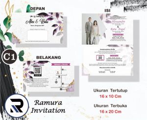 50 Pcs Undangan Pernikahan Lipat Minimalis C