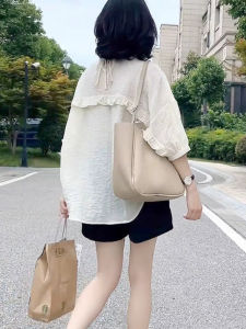 Batwing Sleeve Design Aesthetic Loose Belly Covering Blouse Short Sleeve Shirt