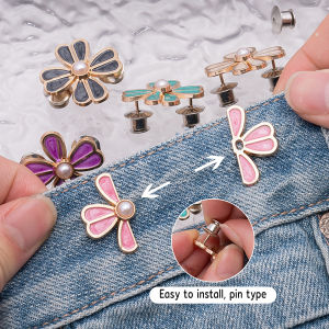 Amoki【Ready in Stock】 Universal Flower Waist Buckle For Women Adjustable Waist Clip Jeans Pants Pin Brooch