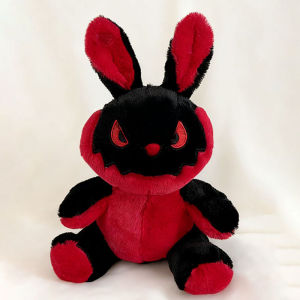 Bandai | 2026 New Gothic Devil Bunny Plush Toy Black Red Split Face Evil Rabbit Stuffed Doll Spooky Horror Bunny Plushie Halloween Gift