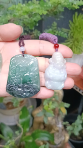 Mặt dây cẩm thạch phong thủy Thần tài _ Chạm khắc thủ công _ Cẩm thạch tự nhiên Ngọc Duyên