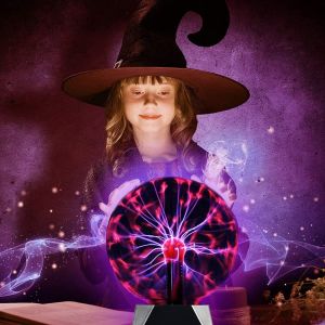 Magic Plasma Ball Light 6 Inch Table Lights Electric Lamp Night Light Sphere Night Lamp Touch Light for Kids Gift Glass Lamp Halloween Props