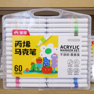 Acrylic Markers 48 Colors Children Non-Messy Primary School Students Colorable Hard Head Paint Brushes Classic Style Writing Fine