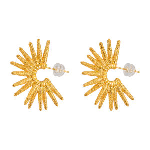 Pure Silver Sunflower Earrings Womens Gold Color Luxury Elegant New Autumn Winter Unique Exaggerated Ear Jewelry