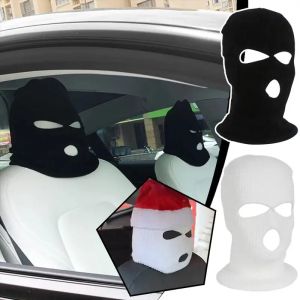 Universal Car Seat Headrest Cover Funny Spoof Car Seat Headrest Cover Balaclava Halloween Christmas Car Decoration For Tesla BMW