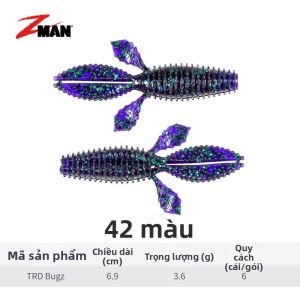 Mồi Nhẹ TRD BUGZ Drag Tail Tôm Jig Texas Rig Đen Pit Competition