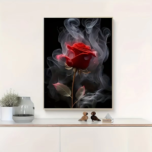 1pc Red Rose Canvas Wall Art Poster Black Background Aesthetic Flower Wall Art Painting Blue Rose Butterfly Pink Rose Wing W