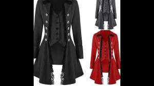 2023Womens Jacket Gothic Steampunk Corset Halloween Costume Coat Victorian Tailcoat Jacket Medieval Pirate Woman Clothing Plus xxxl