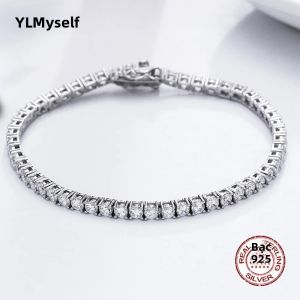 Vòng Tay Tennis Bạc Ý 925 YLMyself 2mm-5mm Đá Zirconia 3A 15-21cm Kiểu Dáng Cổ Điển Trang Sức Sang Trọng Quà Tặng Cưới Dành Cho Nữ Và Nam