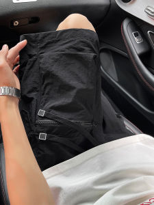 American Workwear Design Short Pants Mens Summer Thin Ice Silk Quick Dry Sports Breathable Five-Quarter All-Match Pants