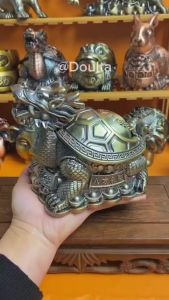 Vintage Asbak Logam Naga Kura-Kura Gaya Retro dengan tutup anti angin Luxury Metal Ashtray