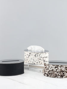Elegant European Style Stainless Steel Leather Horse Hair Oval Tissue Box Decorative Living Room Home Decor Accessories