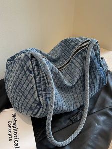 Casual Denim Shoulder Bag for Women Large Capacity Embroidered Crossbody Bag Fashionable Versatile Shopping Bag Handbag