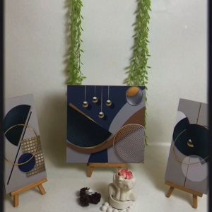 Hiasan Dinding 3 in 1 Set Abstrak Realistik Sage Green