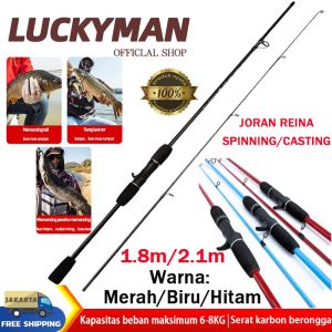 LUCKYMAN Joran Pancing Fiber & Karbon Kolam Sungai Danau 1.8M/2.1M Joran Casting