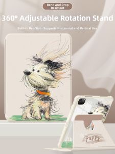 Q-BOSS | Protective Case for iPad with Pen Slot and Cartoon Dog Design