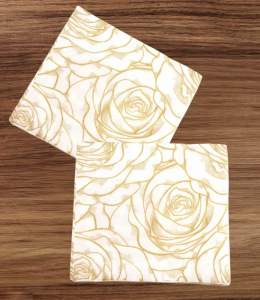 Party Dinner Napkin Serviette Disposable Paper Tissue - Colour Floral Rose Gold Yellow Valentine Romantic Print [NSP124]
