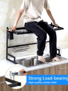 Rak Wastafel Dapur Rak Piring Wastafel Dapur Stainless Steel Rak Cuci Piring Multifungsi Rak Dapur Anti Karat