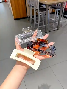 Kẹp tóc hình vuông trong suốt Hàn Quốc kẹp tóc lớn kẹp tóc hình cá mập