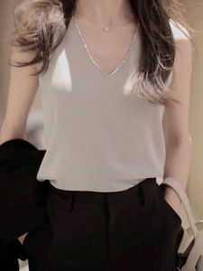 New Summer Fashion French Elegance V-neck Knit Tank Top