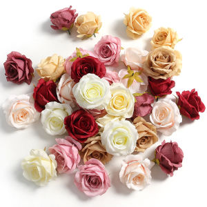 1/5PCS 9cm Artificial Rose Flower Heads Flower Wall Home Wedding Party Decoration Fake Flowers DIY Headdress Garland Gift Decor Handmade Simulation Flower heads