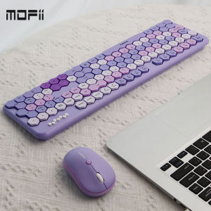 FANTASY E LIFE Mofii Honey S Cute Fashion Wireless Office Diamond Keyboard and Mouse Combo Macaron Color Matching Rhombus Keyboard and Mouse Set with Irregular Keys Plug and Play Compatiable with PC Laptop Desktop Computer Gift