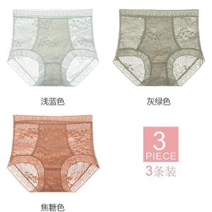 กางเกงชั้นในผู้หญิงเอวสูง ขอบลูกไม้ ไร้ตะเข็บ ทรงสลิมฟิต กางเกงชั้นในผ้าไนลอน ลายดอกไม้ ฤดูใบไม้ร่วง/ฤดูหนาว