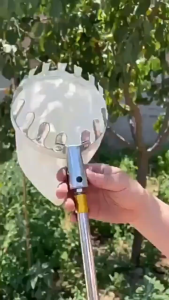 Fruit Picker Adjustable Pole Length 8.5 feet to 16.5 feet Artifact Telescopic Pole Fruit Picker Stainless Steel High Altitude Fruit Picking Pole