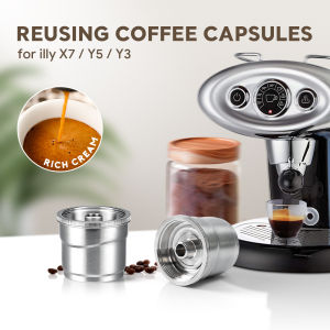 【i Cafilas】[EU2225] เครื่องทำครีมกรองสแตนเลสรีฟิลกาแฟแคปซูลเติมได้Y3Y5