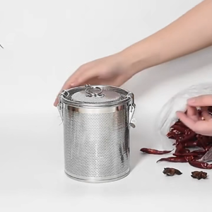 10/12CM Tea Strainer Stainless Reusable Seasoning Filter Basket With Chain Hook For Restaurant