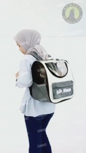 SEMPATI Tas Gendong Kucing Hello Miaww Tas Gendongan Ransel Travel Astronot Bawa Hewan Kecil Kucing Anjing Kelinci Hamster Sugar Glider Cat Kitten Adult Dog Puppy Pet Bag Carrier Cargo