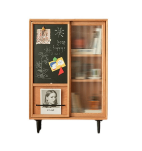 Nordic Style Solid Wood Multi-Functional Living Room Magazine Display Cabinet Sofa Side Cabinet Simple Artistic Design Bookcase