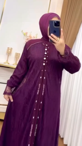 COD Violla Set Dress + Outer Ceruty Brokat Dress Wanita Terbaru Kekinian Gamis untuk Kondangan Viral