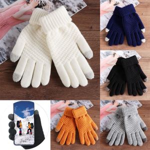 DQZX62131 Len dày lên găng tay màn hình cảm ứng Găng tay nữ ngón tay đầy đủ len dệt
