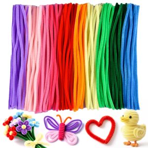 100 ชิ้นที่ทำความสะอาดท่อสำหรับงานฝีมือ 12 นิ้วหลายสีก้านเชนิลล์สำหรับงานฝีมือ DIY โครงการศิลปะกิจกรรม