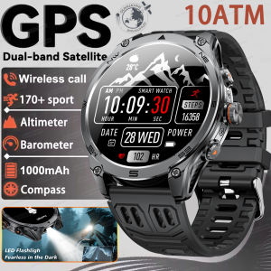 GUHUAVMI | Đồng Hồ Thông Minh GPS Quân Sự Mới 2026 Chống Nước 10ATM Pin 1000mAh AGPS Hai Băng Tần La Bàn 170+ Chế Độ Thể Thao Dành Cho Nam