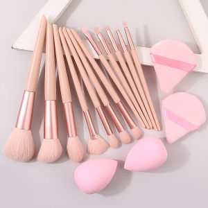 Bộ Cọ Trang Điểm Màu Hồng 16 Món Với Các Dụng Cụ Trang Điểm Hình Tam Giác Và Dụng Cụ Trang Điểm Dành Cho Má Hồng Che Khuyết Điểm Phấn Mắt Kem Nền Tạo Khối Phấn Tạo Khối Lông Mày
