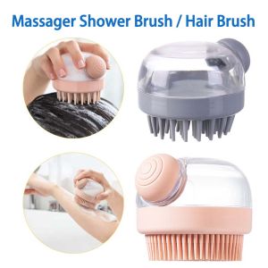 Scalp Massage Silicone Brush Cleaning Shower Brush with Shampoo Dispenser Shower Tool for Washing Hair and Body