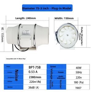 JIACHANGLE | High Pressure Silent Adjustable Speed Exhaust Fan