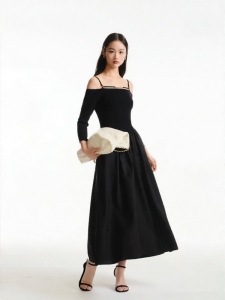 Vero Moda | Sling One-shoulder 3/4-sleeve Long Dress