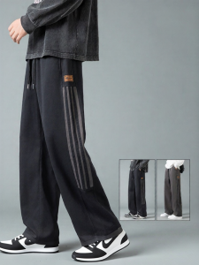 Warrior | Loose Fit Straight Workwear Pants Mens Stripe Spring Autumn New