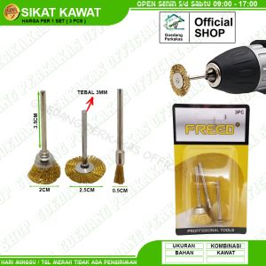 Sikat Kawat Kuningan Mini Set 3 Pcs Mata Bor Pembersih Karat Freed