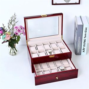 Hộp Bảo Vệ Đồng Hồ VANSIHO Hộp Bảo Quản Phong Cách Đơn Giản Có Khóa 6/10/12 Vị Trí Hộp Gỗ Hình Chữ Nhật Thời Trang & Thông Thường