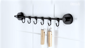 Dehub ราวแขวนอเนกประสงค์ พร้อมตะขอแขวน ราวแขวนของ ที่แขวน ขนาด 55 ซม. ตัวล็อกสูญญากาศ ไม่ต้องเจาะผนัง Multi Hanger Bar - S60 (Black)