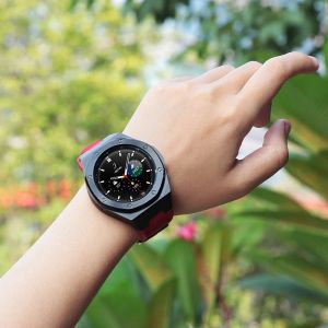 Alloy Watch Case Band Modification Kit For Samsung Galaxy Watch 4 Classic 46mm Rubber Strap Luxury Modification Kit Metal Bumper Cover Set 46mm Bezel