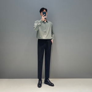 Áo Sơ Mi Nam Dáng Rộng Mùa Xuân 2025 Phong Cách Mới Nhẹ Chín Mảnh Hàn Quốc Dài Tay Thoải Mái Không Cần Ủi