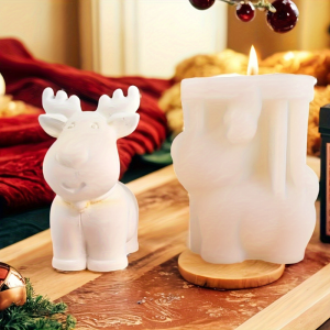 1Pc Christmas Reindeer Silicone Mold - Durable Easy-Clean Candle Making Mold for Holiday Decorations Supplies For Making Candle