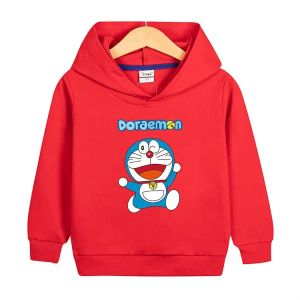 Bandai | Cute Doraemon Cartoon Childrens Clothing Childrens Hooded Sweatshirt New Autumn and Winter Clothing with Hat Outerwear Autumn