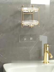 Lightweight Luxury Double Layered Soap Holder for Bathroom Self Draining Soap Tray with Metal Bracket Bathroom Accessories