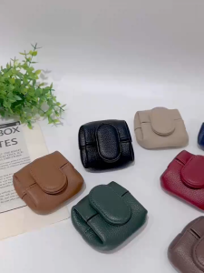 [Original 24 hours delivery] Leather Coin Purse Mini Portable Fashion Woman Wallet Earphone Key USB Storage Bag Creative Cowhide Pouch